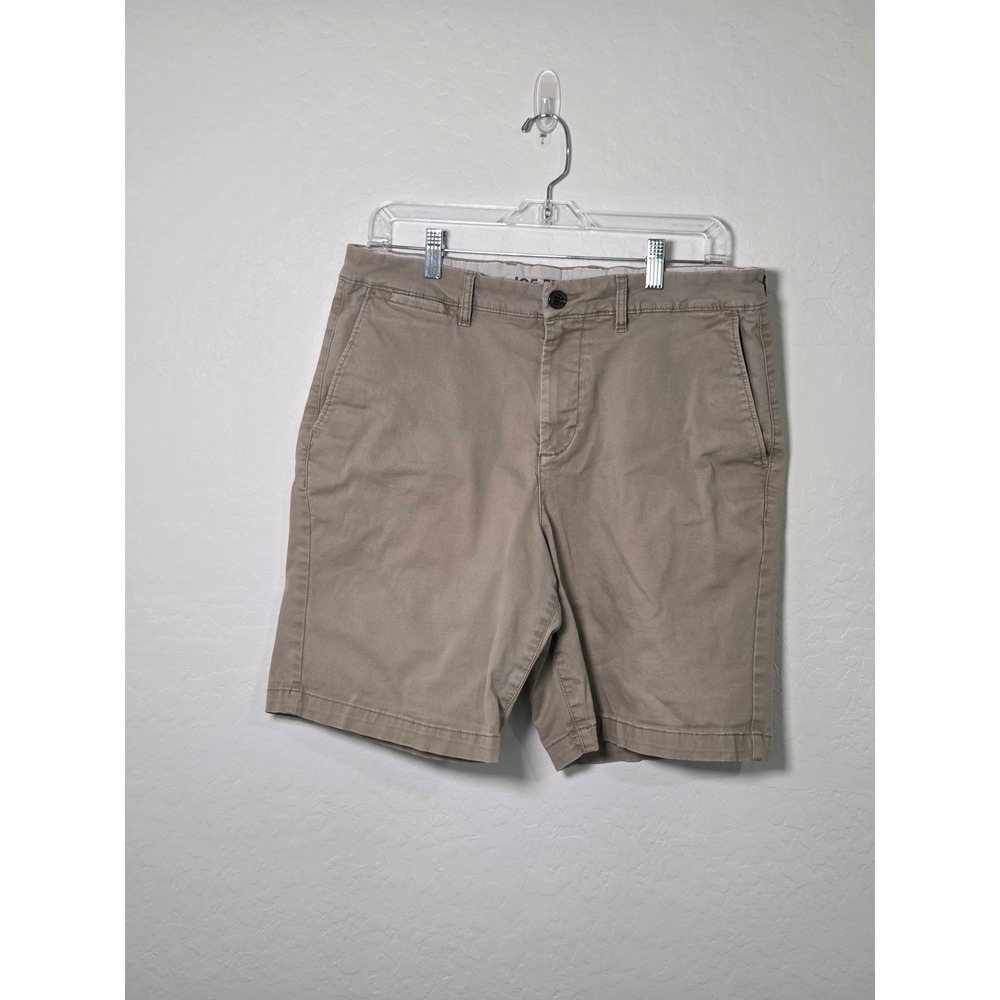 Joe Fresh Mens Chino Shorts Khaki Tan Flat Front Casual Cotton Blend Size 34